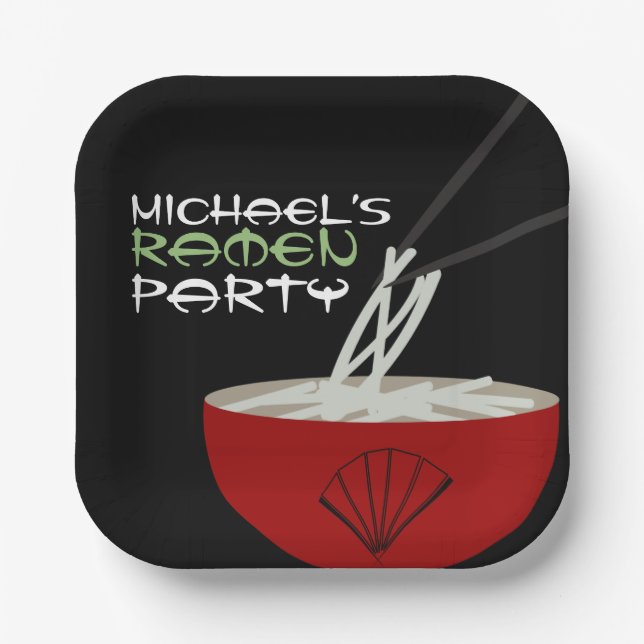 Plato De Papel Ramen Noodles Asian Bowl Party (Anverso)