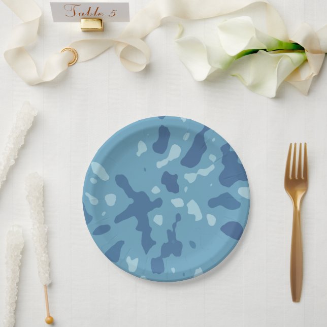 Plato De Papel Ramia del Camo Ártico (Boda)