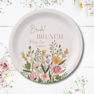 Plato De Papel Ramillete floral de acuarela caprichosa Brunch nup