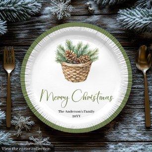 Plato De Papel Ramo Botánico Bohemio Terroso de Navidad para Cena