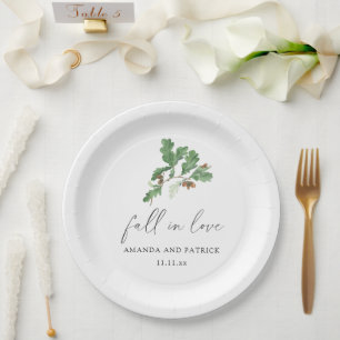 Plato De Papel ramo de bellota para la boda