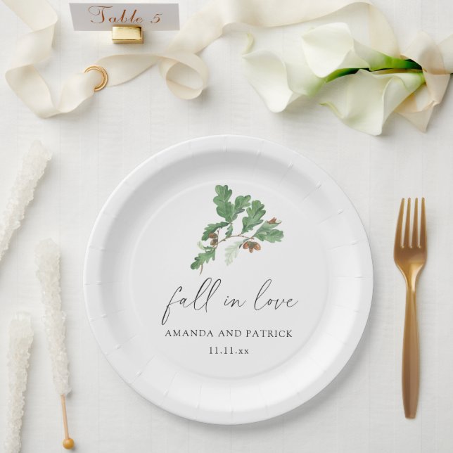 Plato De Papel ramo de bellota para la boda (Boda)