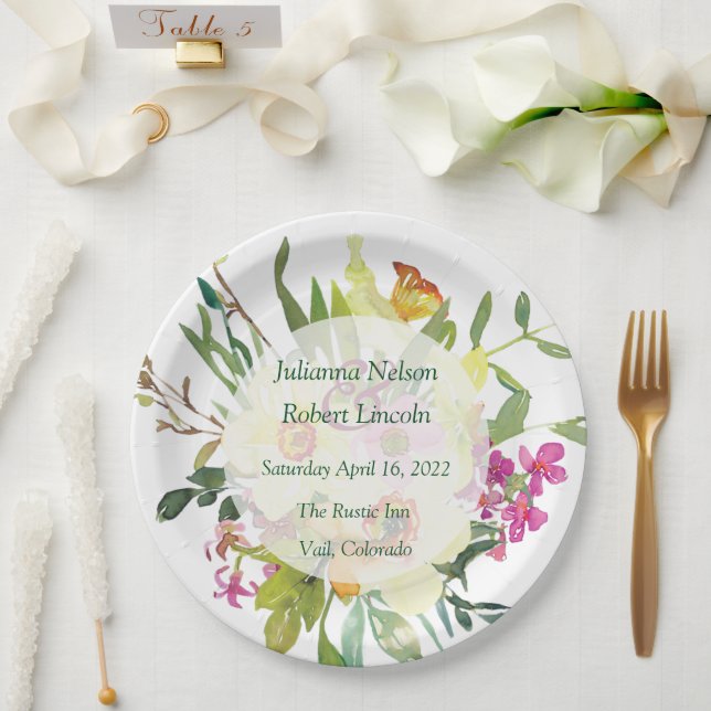 Plato De Papel Ramo de boda de narcisos de primavera   (Boda)