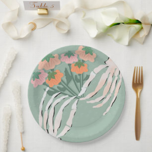 Plato De Papel Ramo de calabaza esqueleto para ducha nupcial de H