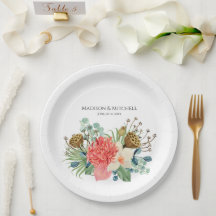Ramo de flores acuarela boho rosa boda