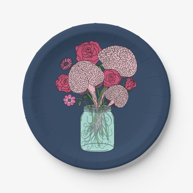 Plato De Papel Ramo de flores cerebrales (Anverso)