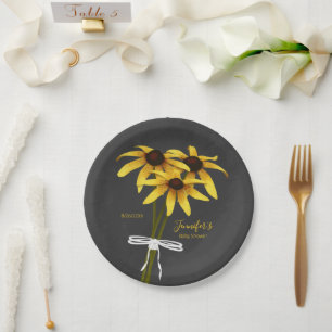 Plato De Papel ramo de flores silvestres Black Eyed Susan baby du