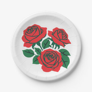 Plato De Papel Ramo de Rosas Rojas Boda Formal