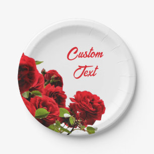 Plato De Papel Ramo de rosas rojas elegante personalizado