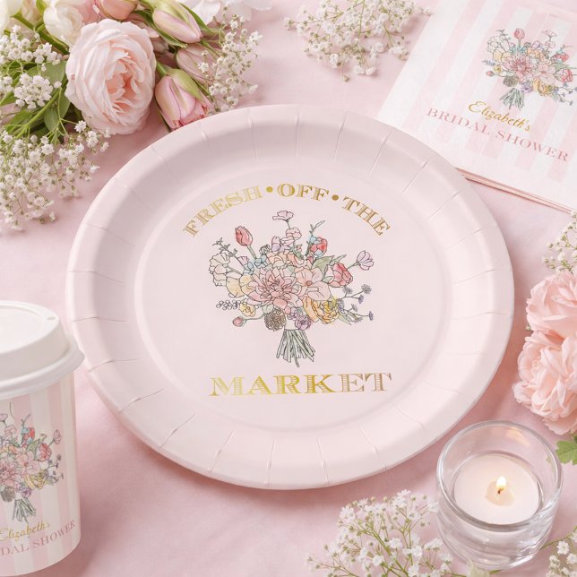 Plato De Papel Ramo Floral Fresco Directo del Mercado Fiesta de D (Floral Bouquet Fresh off the Market Bridal Shower Paper Plates)
