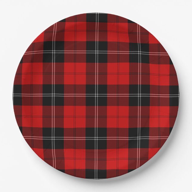 Plato De Papel Ramsay tartan red black plon (Anverso)