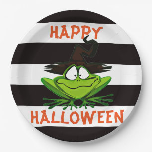 Plato De Papel Rana Bruja Feliz de Halloween
