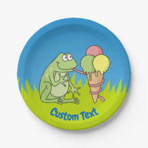 Plato De Papel Rana con placa de papel de helado