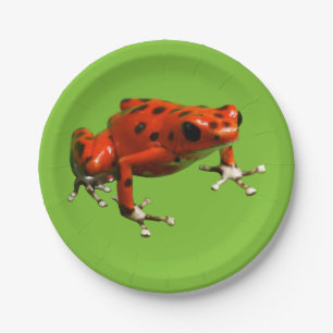 Plato De Papel Rana Dart de veneno rojo