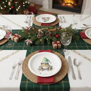 Plato De Papel Rana de Navidades rojos, personalizado