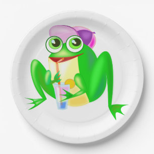 Plato De Papel Rana feliz Fiesta