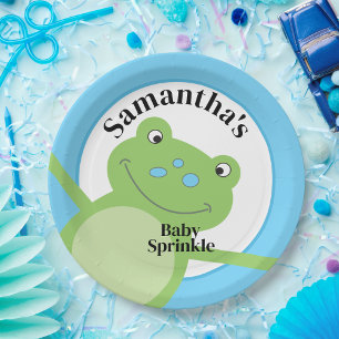 Plato De Papel Rana Salto Rana Verde Escarcha Bebé Sprinkle Ducha