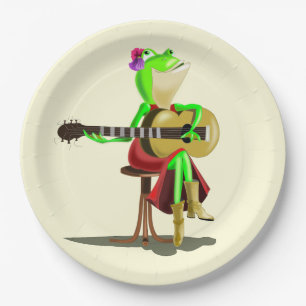 Plato De Papel Rana tocando guitarra