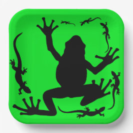 Plato De Papel Rana y lagartijas