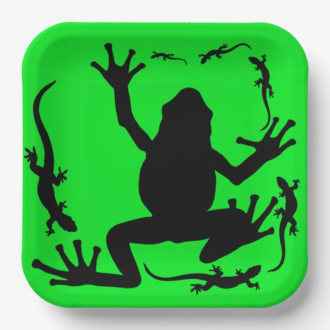 Plato De Papel Rana y lagartijas (Anverso)