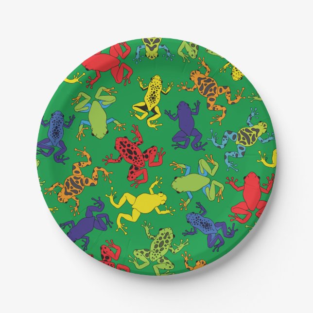 Plato De Papel Ranas de árbol Niños Cuta de cumpleaños (Anverso)