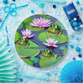 Plato De Papel Ranas De Lotus Y Lily Pad