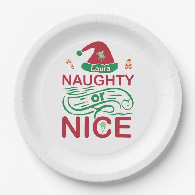 Plato De Papel Ranas Navidades traviesas o bellas con Santa Desig (Anverso)