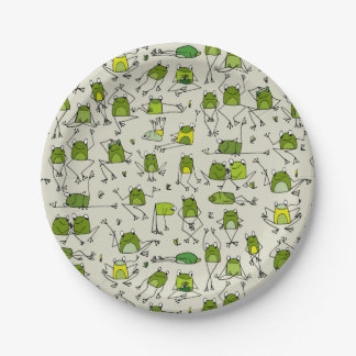 Plato De Papel Ranas verdes Groovy Cinta de la sartén