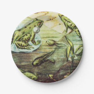 Plato De Papel Ranas verdes, ilustracion animal