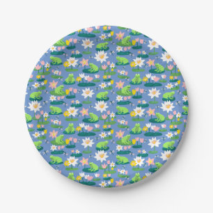 Plato De Papel Ranas y Lily Pads Cute cumpleaños BABY SHOWER