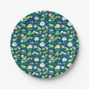 Plato De Papel Ranas y Lily Pads Cute cumpleaños BABY SHOWER