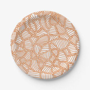 Plato De Papel Random Leaf Mosaic Dark Naranja