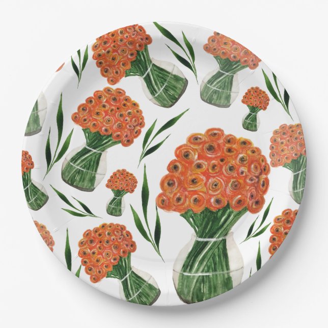 Plato De Papel Ranunculum italiano de verano indio (Anverso)