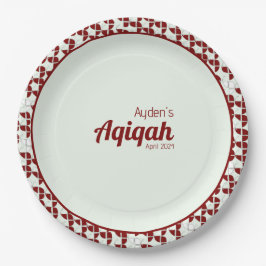 Plato De Papel RÁPIDO Patrón Blanco Rojo, Aqiqah Baby Shower