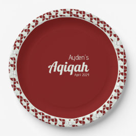 Plato De Papel RÁPIDO Patrón rojo blanco, Aqiqah Baby Shower