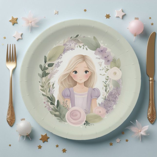 Plato De Papel Rapunzel verde y púrpura (Subido por el creador)