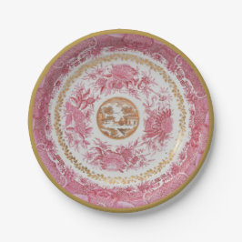 Plato De Papel Rara placa rosa 'FITZHUGH' -estilo Circa 1810