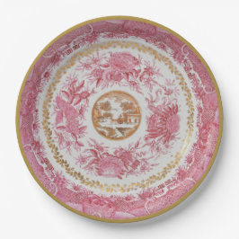 Plato De Papel Rara placa rosa 'FITZHUGH' -estilo Circa 1810