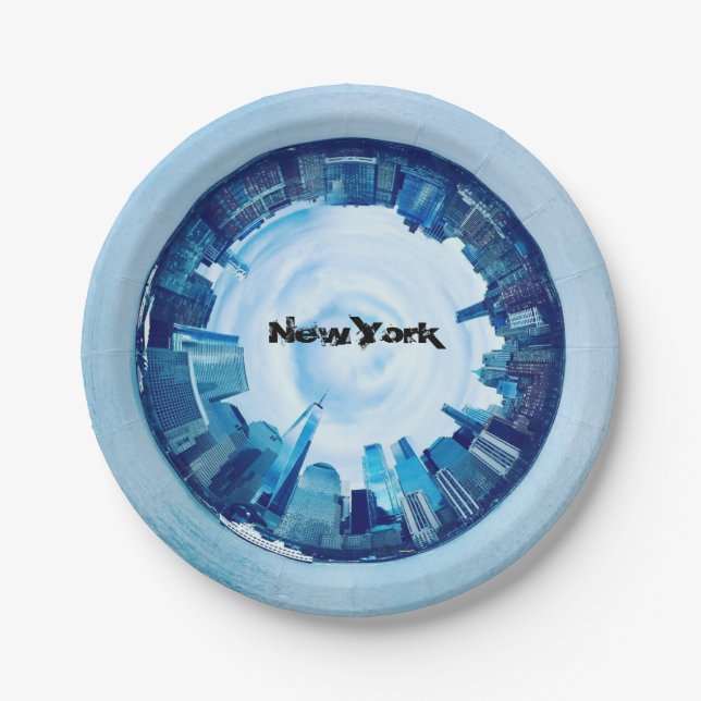 Plato De Papel rascacielos de nueva york por los alrededores (Anverso)
