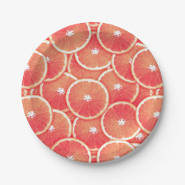Plato De Papel Rasgos de pomelo rosa