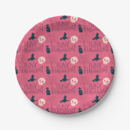 Plato De Papel Raspberry Pink Witeen Halloween