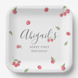 Plato De Papel Raspberry Sweet Berry First Birday Party