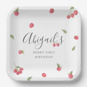 Plato De Papel Raspberry Sweet Berry First Birday Party