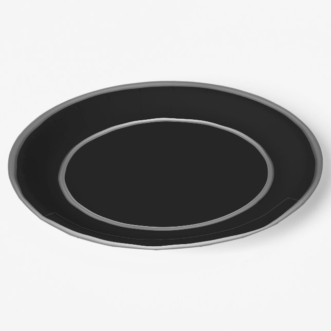 Plato De Papel Rastro negro plateado (Angular)