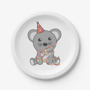 Plato De Papel Ratón con sabor animal de cumpleaños para fiesta d