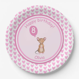 Plato De Papel Ratón Cute Woodland - Cumpleaños de niños perso