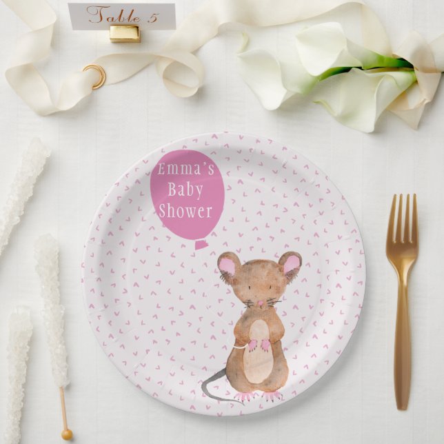 Plato De Papel Ratón Cute Woodland | Placas de papel Baby Shower (Boda)
