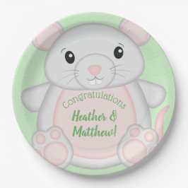 Plato De Papel Ratones Baby Shower Green
