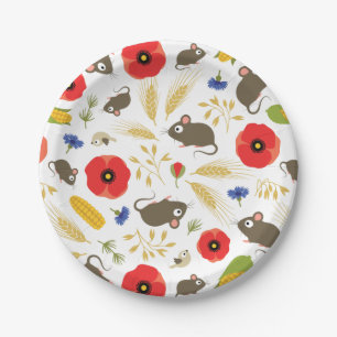 Plato De Papel  ::ratones en campo de grano