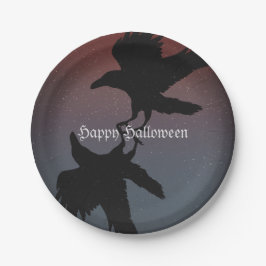 Plato De Papel Ravens Birds Night Starry Sky Grunge